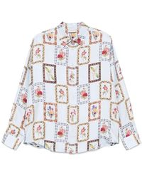 Pierre Louis Mascia - Blau bedrucktes button-up-shirt - Lyst