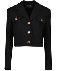 Versace - Chaqueta Corta De Lana Negra, Mujer, Talla - Lyst
