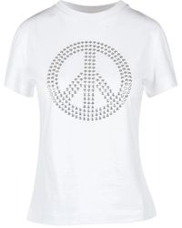 Moschino - T-shirt con borchie e simbolo della pace - Lyst