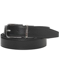 BOSS - Accessoires ,Zwart ,Leer Madison Riem Met Dubbele Gesp - Lyst
