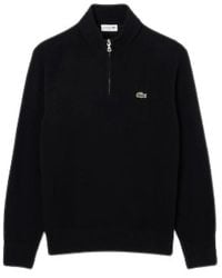 Lacoste - Trui Van Gekamde Wol Met Hoge Hals En Rits - Lyst