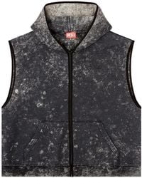 DIESEL - Jassen ,Zwart ,Katoen Hooded Sweater Met Rits - Lyst