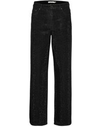 Gestuz - Jeans ,Zwart ,Katoen Wijde Pijp Donkere Zwarte Wassing Jeans - Lyst