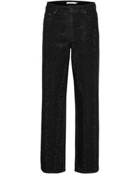 Gestuz - Jeans ,Zwart ,Katoen Wijde Pijp Donkere Zwarte Wassing Jeans - Lyst