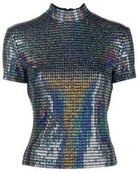 Chiara Ferragni - Tops ,Zwart ,Katoen Mock Neck Zwart T-Shirt - Lyst