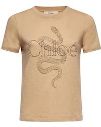Chloé - T-Shirt Met Ronde Hals En Logo - Lyst