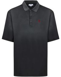 McQueen - Tops ,Zwart ,Katoen Zwarte Polo Shirt Met Skull Borduurwerk - Lyst