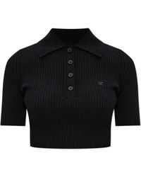Courreges - Kurzes top mit besticktem logo - Lyst