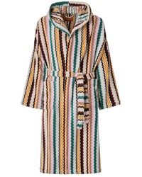 Missoni - Nachtkleding ,Veelkleurig ,Katoen Aura Badjas Met Capuchon - Lyst