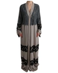Dolce & Gabbana Floral Applique Lace Kaftan Dress - Grijs