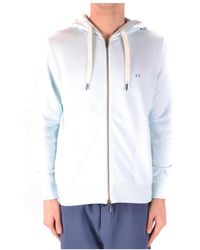 Sun 68 - Blauw Trainingsshirt Met Rits En Capuchon - Lyst
