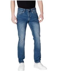 ARMANI EXCHANGE - Jeans ,Blauw ,Katoen Klassieke Blauwe Rits Jeans Met Zakken - Lyst