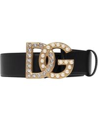 Dolce & Gabbana - Cinturón de cuero con logotipo - Lyst