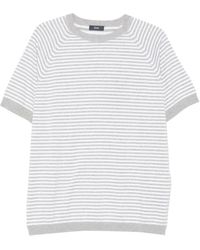 Herno - T-Shirt Van Gestreept Katoen - Lyst