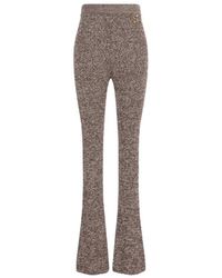 Sportmax - Broeken ,Bruin ,Leer Ribbed-Knit Flared Broeken - Lyst