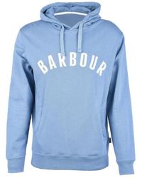 Barbour - Hoodies & Sweatvesten ,Blauw ,Katoen Blauwe Action Hoodie Met Logo Applique - Lyst