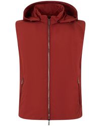 Moorer - Jassen ,Rood ,Polyester Hoodie Vest - Lyst
