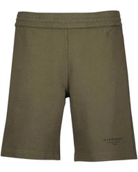 Givenchy - Katoenen Khaki Shorts Met Bedrukt Logo - Lyst