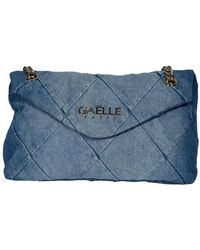 Gaelle Paris - Denim schultertasche mit metall-logo - Lyst