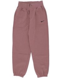 Nike - Fleece Trainingspak Damesbroek W Sportswear Phoenix Fleece Oversized Broek Met Hoge Taille Smokey Mauve/Zwart - Lyst