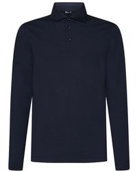 Malo - Blaues polo shirt mit drei knöpfen - Lyst