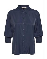 Cream - Overhemden ,Blauw ,Nylon Vrouwelijke Shirt Met Smock Manchetten - Lyst