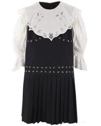Chopova Lowena - Vestido de algodón negro y blanco con detalles de encaje - Lyst