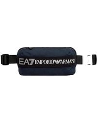 EA7 - Blau bauchtasche mit schwarzem band und weißem logo - Lyst