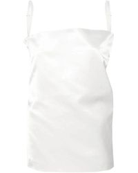 Sportmax - Tops ,Wit ,Satijn Witte Satijnen Gelaagde Strapless Top - Lyst