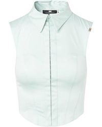 Elisabetta Franchi - Aqua grünes stretch-bustier-shirt aus baumwolle - Lyst
