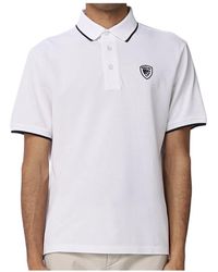 Blauer - Tops ,Wit ,Katoen Wit Katoenen Poloshirt Met Logo - Lyst