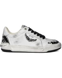 Zadig & Voltaire - Weiße Leder Flügeldetail Sneakers - Lyst