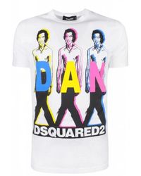 DSquared² - Tops ,Veelkleurig ,Katoen Wit Katoenen T-Shirt Gemaakt - Lyst