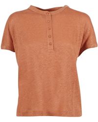 Kangra - Tops ,Bruin ,Linnen Serafino Jersey Top - Lyst