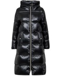 Herno - Jassen ,Zwart ,Nylon Zwarte Donsjas Met Gouden Accenten - Lyst