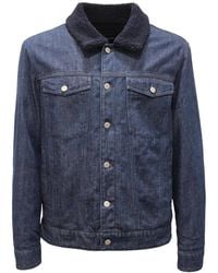 Dondup - Jassen ,Blauw ,Denim Gewatteerde Spijkerjas Gemaakt - Lyst