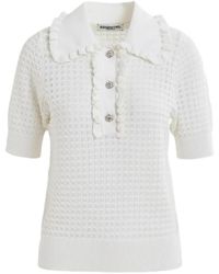 Essentiel Antwerp - Strickpullover mit rüschenkragen und strassknöpfen - Lyst