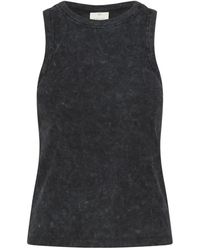 Kaffe - Schwarzes Gewaschenes Rib Top - Lyst