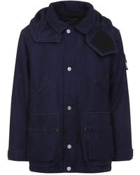 Stone Island - Jassen ,Blauw ,Denim Denim Hooded Short Parka Jacket - Lyst