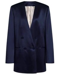Alberta Ferretti - Jassen ,Blauw ,Organza Double-Breasted Silk Organza Jacket - Lyst