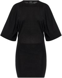 Jacquemus - Kleedjes ,Zwart ,Wol Wollen Jurk Met Geborduurd Logo - Lyst