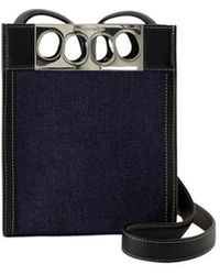 McQueen - Denim/schwarze mini tote tasche - leder, klickverschluss - Lyst