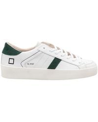 Date - Witte En Groene Leren Sneakers - Lyst