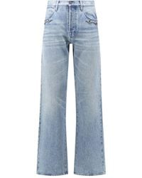 Gucci - Jeans ,Blauw ,Denim Flared Cotton Denim Pants With Horsebit - Lyst