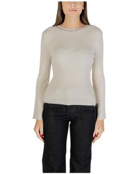 ONLY - Truien & Vesten ,Nylon Ronde Hals Gebreide Trui Met Strass - Lyst