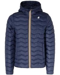 K-Way - Jassen ,Blauw ,Leer Gewatteerde Jas Marineblauw - Lyst