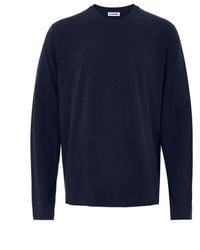 Jil Sander - Blauw T-Shirt Met Lange Mouwen En Logo Borduursel - Lyst
