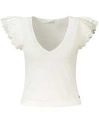 Guess - Tops ,Wit ,T-Shirt Met Korte Mouwen En V-Hals - Lyst