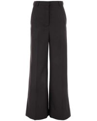 Stella McCartney - Flanellhose mit weitem bein in schokolade - Lyst