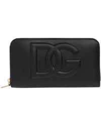 Dolce & Gabbana - Dg Logo Leather Zip-Around Wallet - Lyst